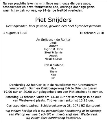 Familiebericht/overlijdensbericht