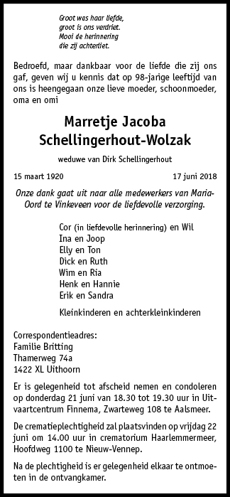 Familiebericht/overlijdensbericht