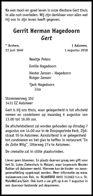 Familiebericht/overlijdensbericht