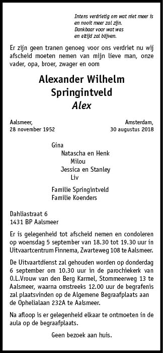 Familiebericht/overlijdensbericht