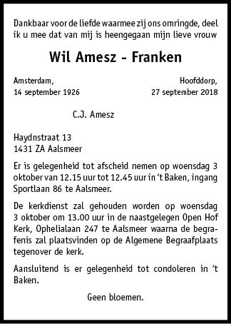 Familiebericht/overlijdensbericht