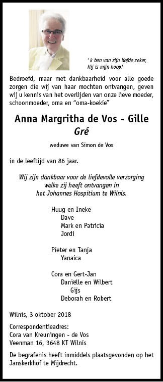 Familiebericht/overlijdensbericht