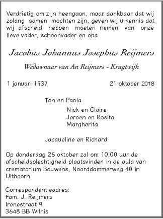 Familiebericht/overlijdensbericht