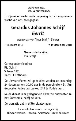 Familiebericht/overlijdensbericht