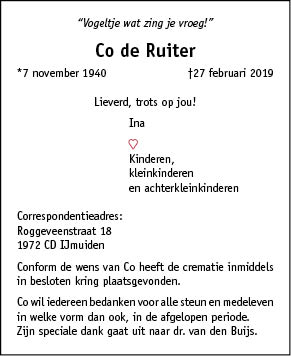 Familiebericht/overlijdensbericht