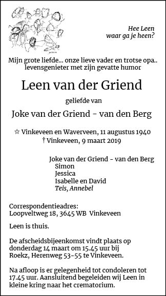 Familiebericht/overlijdensbericht