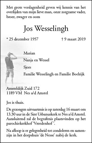 Familiebericht/overlijdensbericht