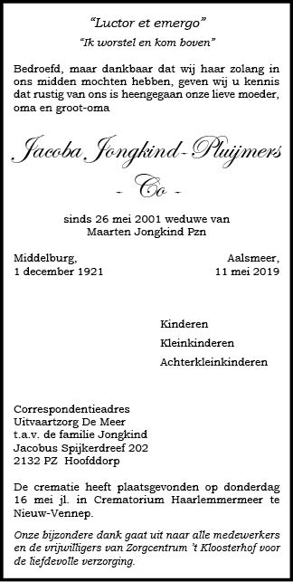 Familiebericht/overlijdensbericht