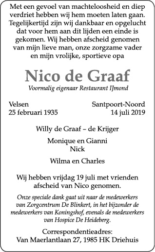 Familiebericht/overlijdensbericht