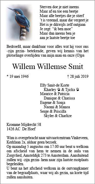 Familiebericht/overlijdensbericht