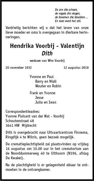 Familiebericht/overlijdensbericht