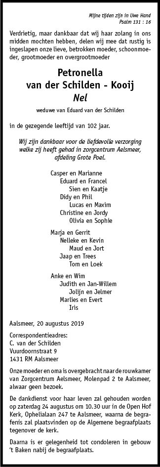 Familiebericht/overlijdensbericht