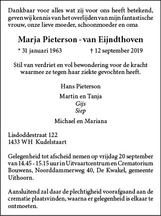 Familiebericht/overlijdensbericht