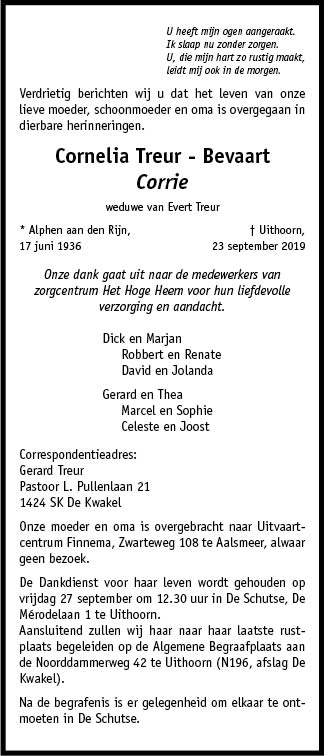 Familiebericht/overlijdensbericht