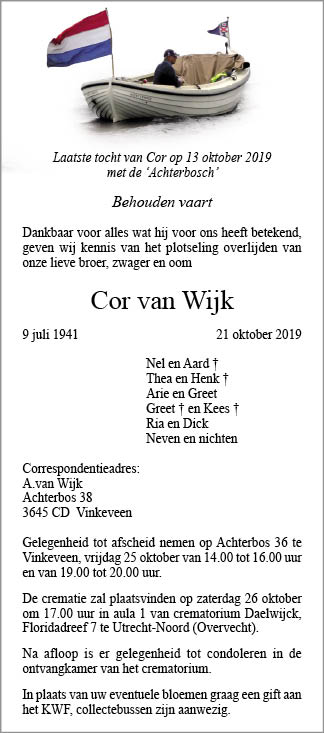 Familiebericht/overlijdensbericht