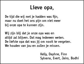 Familiebericht/overlijdensbericht