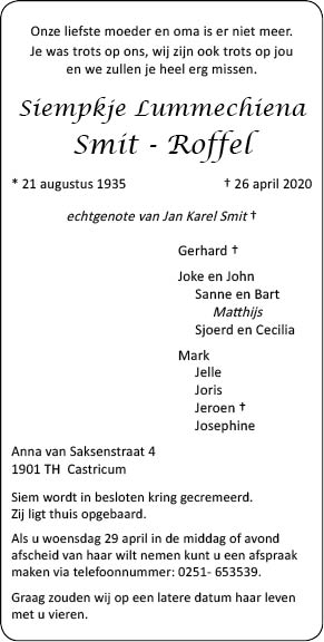 Familiebericht/overlijdensbericht