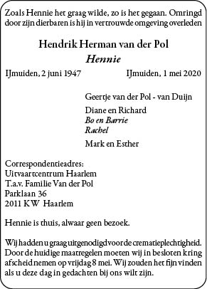 Familiebericht/overlijdensbericht