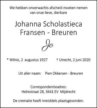 Familiebericht/overlijdensbericht