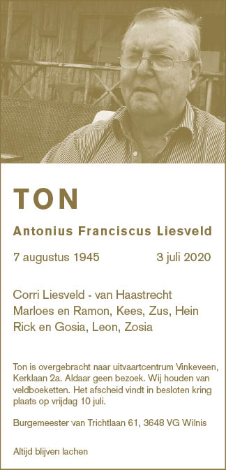 Familiebericht/overlijdensbericht