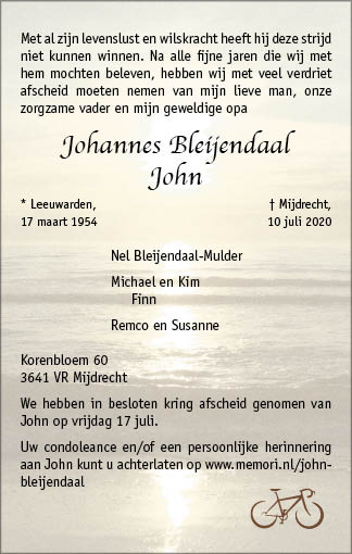 Familiebericht/overlijdensbericht