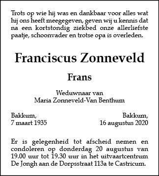 Familiebericht/overlijdensbericht