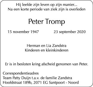 Familiebericht/overlijdensbericht