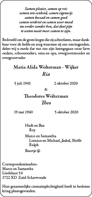 Familiebericht/overlijdensbericht