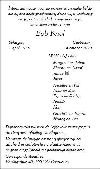Familiebericht/overlijdensbericht