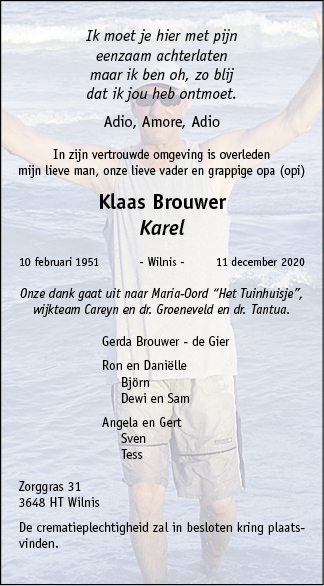 Familiebericht/overlijdensbericht