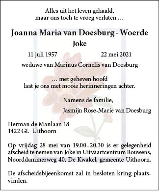 Familiebericht/overlijdensbericht