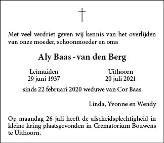 Familiebericht/overlijdensbericht
