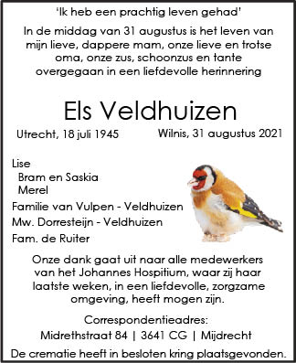 Familiebericht/overlijdensbericht