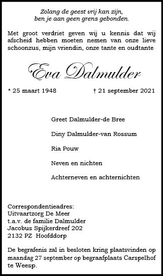 Familiebericht/overlijdensbericht