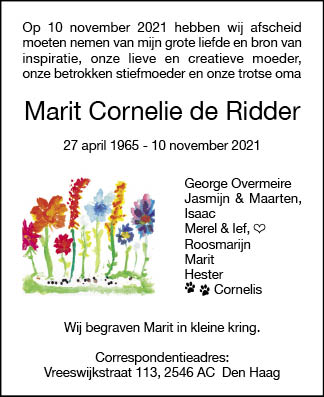 Familiebericht/overlijdensbericht