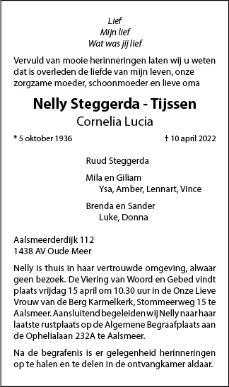 Familiebericht/overlijdensbericht