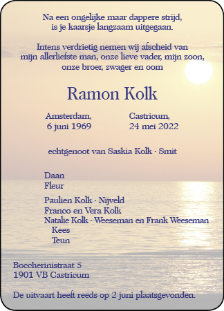 Familiebericht/overlijdensbericht