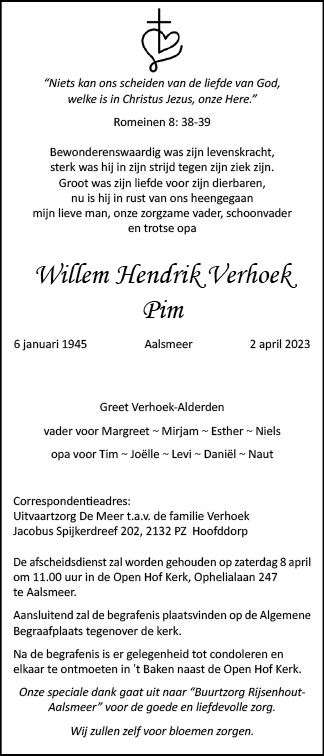 Familiebericht/overlijdensbericht