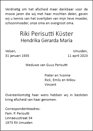 Familiebericht/overlijdensbericht