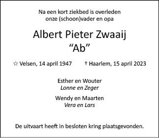 Familiebericht/overlijdensbericht