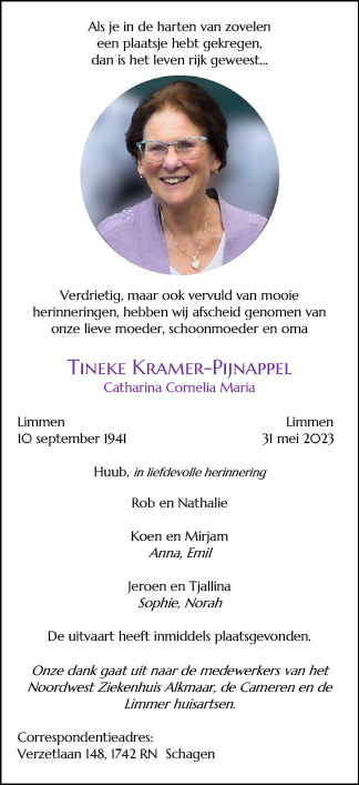 Familiebericht/overlijdensbericht