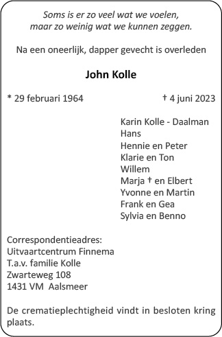 Familiebericht/overlijdensbericht