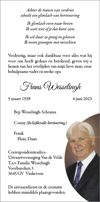 Familiebericht/overlijdensbericht
