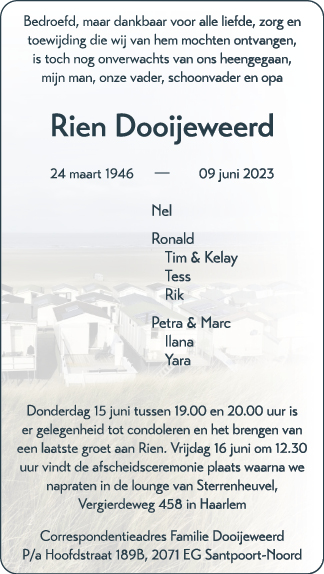 Familiebericht/overlijdensbericht