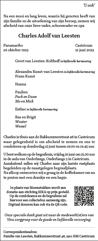 Familiebericht/overlijdensbericht