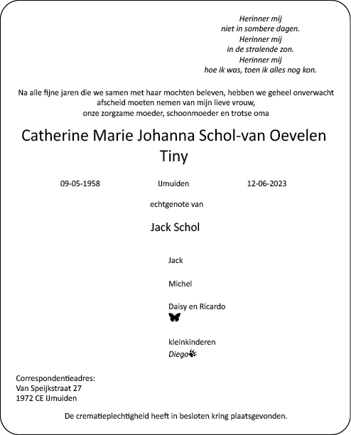 Familiebericht/overlijdensbericht