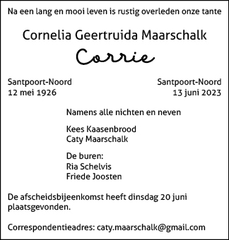 Familiebericht/overlijdensbericht