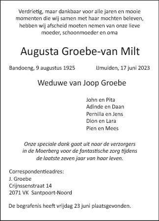 Familiebericht/overlijdensbericht