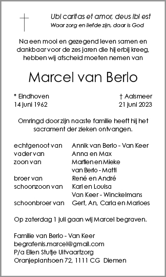 Familiebericht/overlijdensbericht
