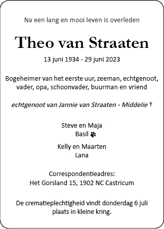 Familiebericht/overlijdensbericht